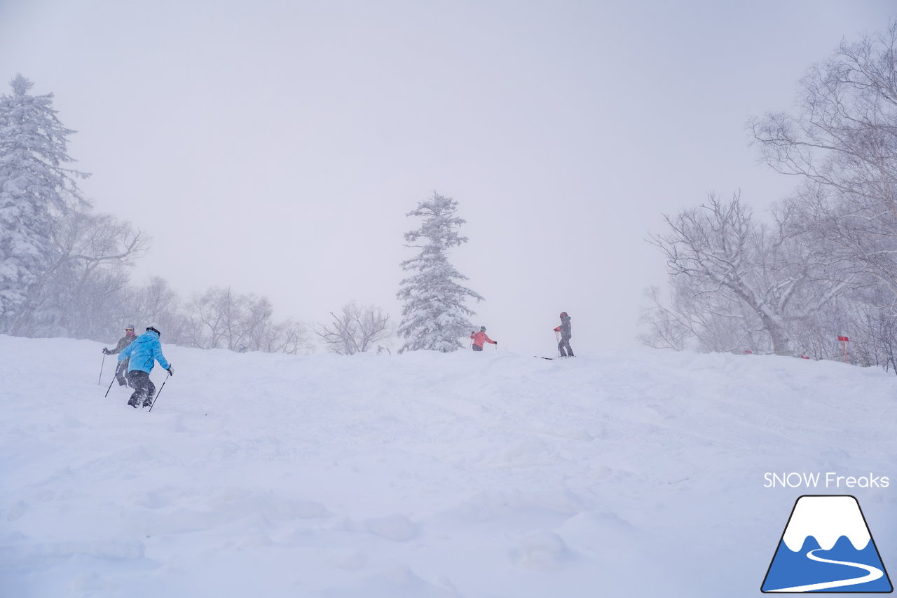 富良野スキー場｜標高1,074ｍ。富良野ZONE山頂エリア本日開放！山頂から山麓まで滑り応えたっぷり標高差約800ｍのロングダウンヒルと、ふわふわと舞う粉雪を同時に楽しめる富良野スキー場って、やっぱり凄い☆